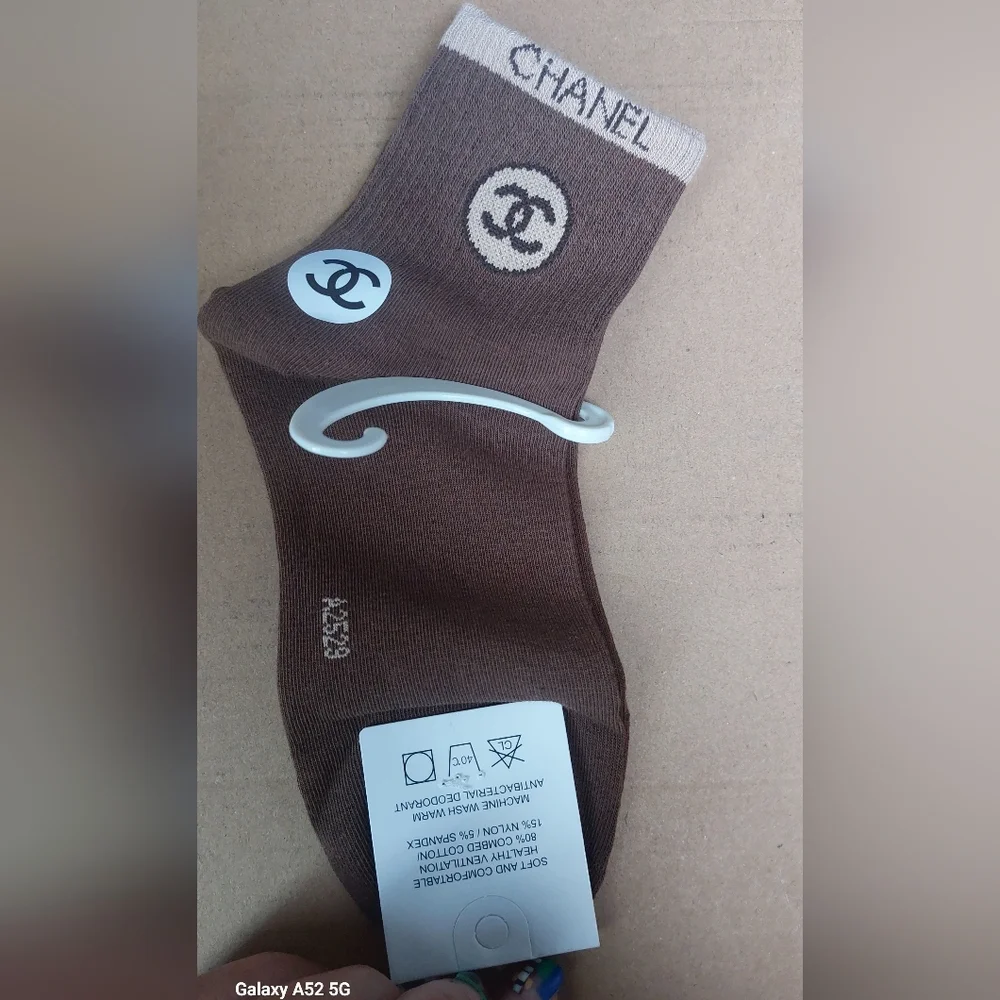 Women's Chanel chocolate& Beige ankle Socks women's 7-10
